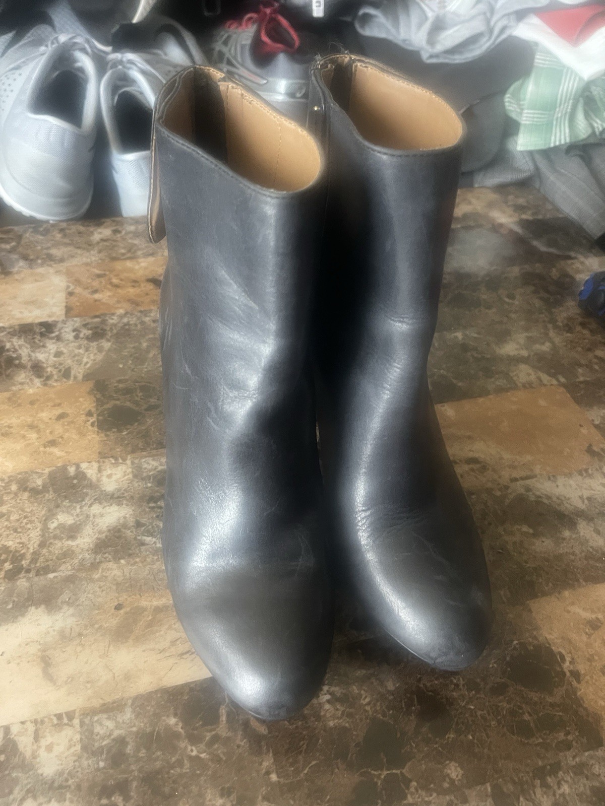 Calvin Klein's Black Leather Palisa Stiletto Heel Studded Ankle Booties Size 7.5 thumbnail 6