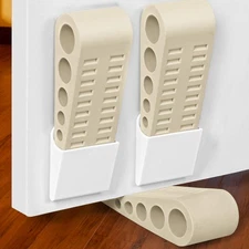 4 Pack Door Stops for Bottom of Door, Rubber Door Stopper Wedge with Holder, ...