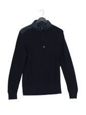 Tommy Hilfiger Men's Jumper M Blue Cotton with Polyamide, Wool Pullover