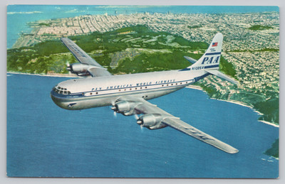 Postcard Pan America's Double Decked Super Strato Clippers Airliners