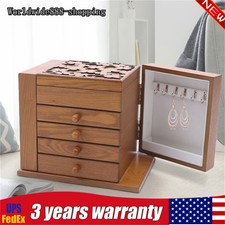 Caja de almacenamiento de madera organizadora de joyas grande vintage estuche de 5 capas con 4 cajones