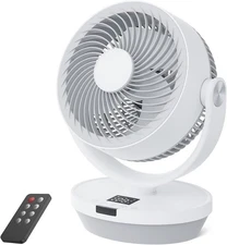 Bedroom Fan, 13" Air Circulation Fan with Remote Control, 120° Manual Vertical