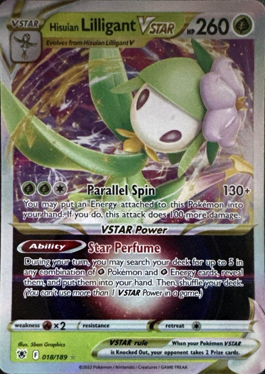 Hisuian Lilligant VSTAR 018/189 Holo VSTAR Rare Astral Radiance Pokemon NM