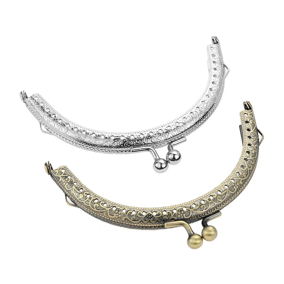 5Pcs Bag Kiss Clasp Retro Metal Purse Frame Arch Shape Coin Bag Clasp 4.13x2.95" - Image 2 of 4