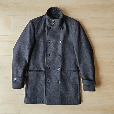 Next Wollmantel Mantel Herren M Neu Trichterkragen Zweireiher Grau Anthrazit 