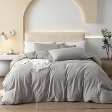 100 Washed California King 104"x98" Heathered Pastel Grey no Comforter 