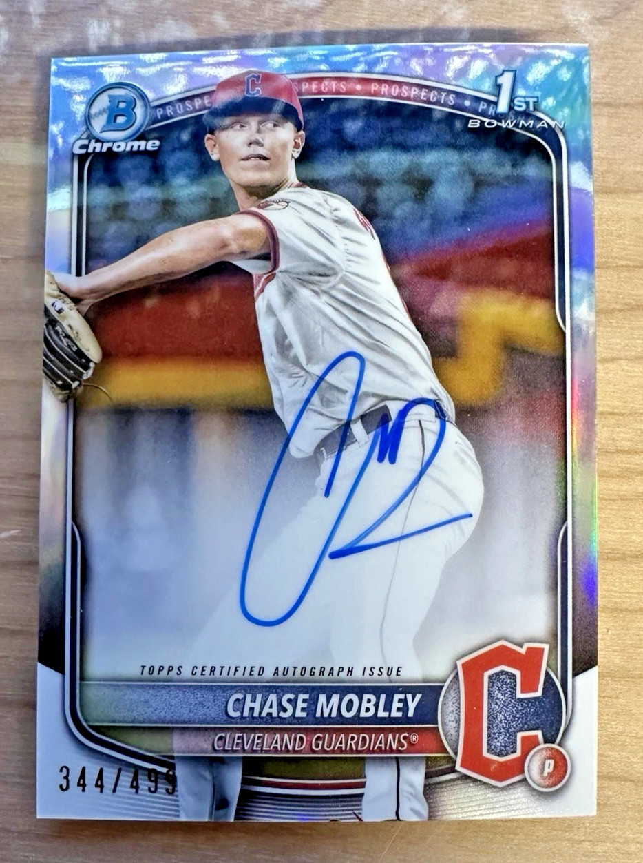 Chase Mobley Refractor Rookie Auto #d /499 2025 Bowman Chrome 1st MLB Guardians