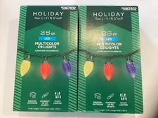HOLIDAY LIVING  25CT Each MULTI COLOR C9 LED 13ft. GREEN WIRE. Pack Of 2. New.