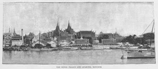 SIAM The Royal Palace and Quarter, Bangkok - Antique Print 1893