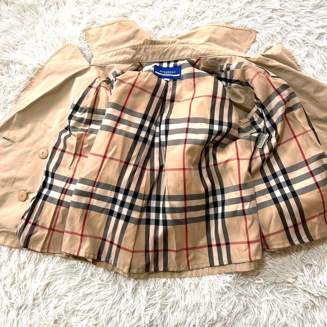 Burberry Blue Label Trench Coat Half Length Balloon Sleeve Check