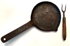 Original Blacksmith Forged Skillet & Meat Fork. Small Size for Haversack. Rare!