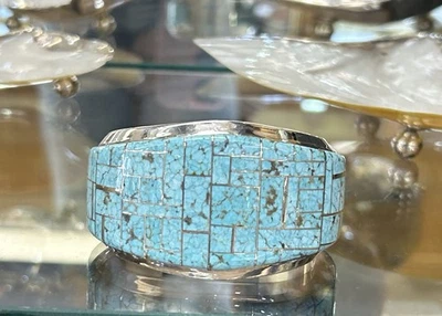 High Grade #8 Spiderweb Turquoise Sterling Silver Navajo Wide Cuff Bracelet - Image 1 of 4