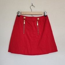 Express Red A-Line Skirt with Gold Zip  Button Detail size 2