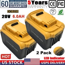 2Pack 6AH Lithium Ion Battery For DeWalt 20V 20 Volt Max DCB206 DCB205 DCB204 US