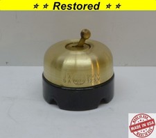 Vintage Single-pole Brass Porcelain Round Dome Toggle Switch - Hubbell Restored