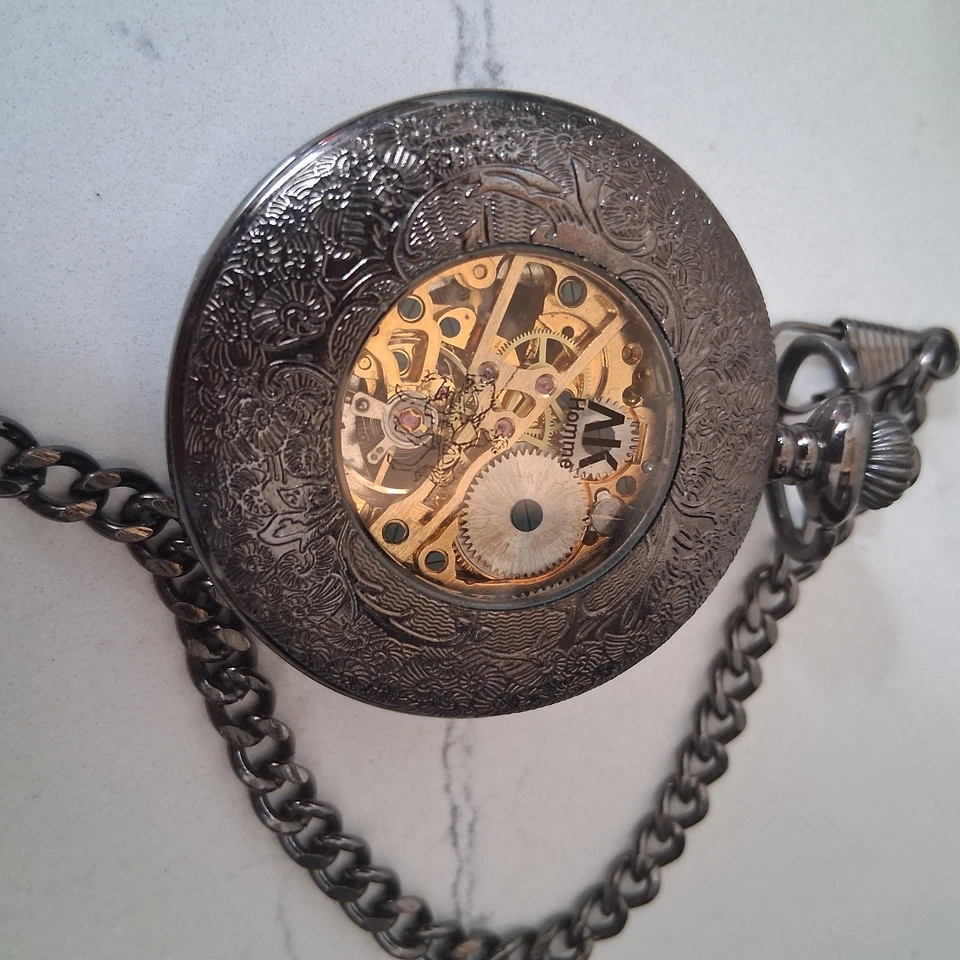 Reloj Bolsillo AK Homme Steampunk Número Romano Tono Bronce  Foto 3 de 4