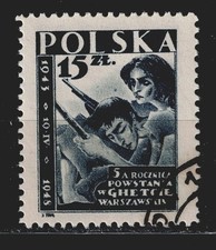 Poland WW2 Warsaw Ghetto Uprising Insurgents stamp 1948 #418 CV$18 A-15