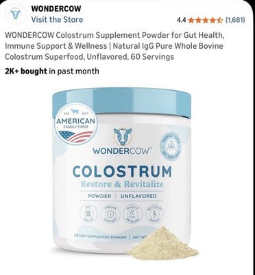 Wondercow Colostrum Powder  Gut Health Immune Support Recovery 60 Servings