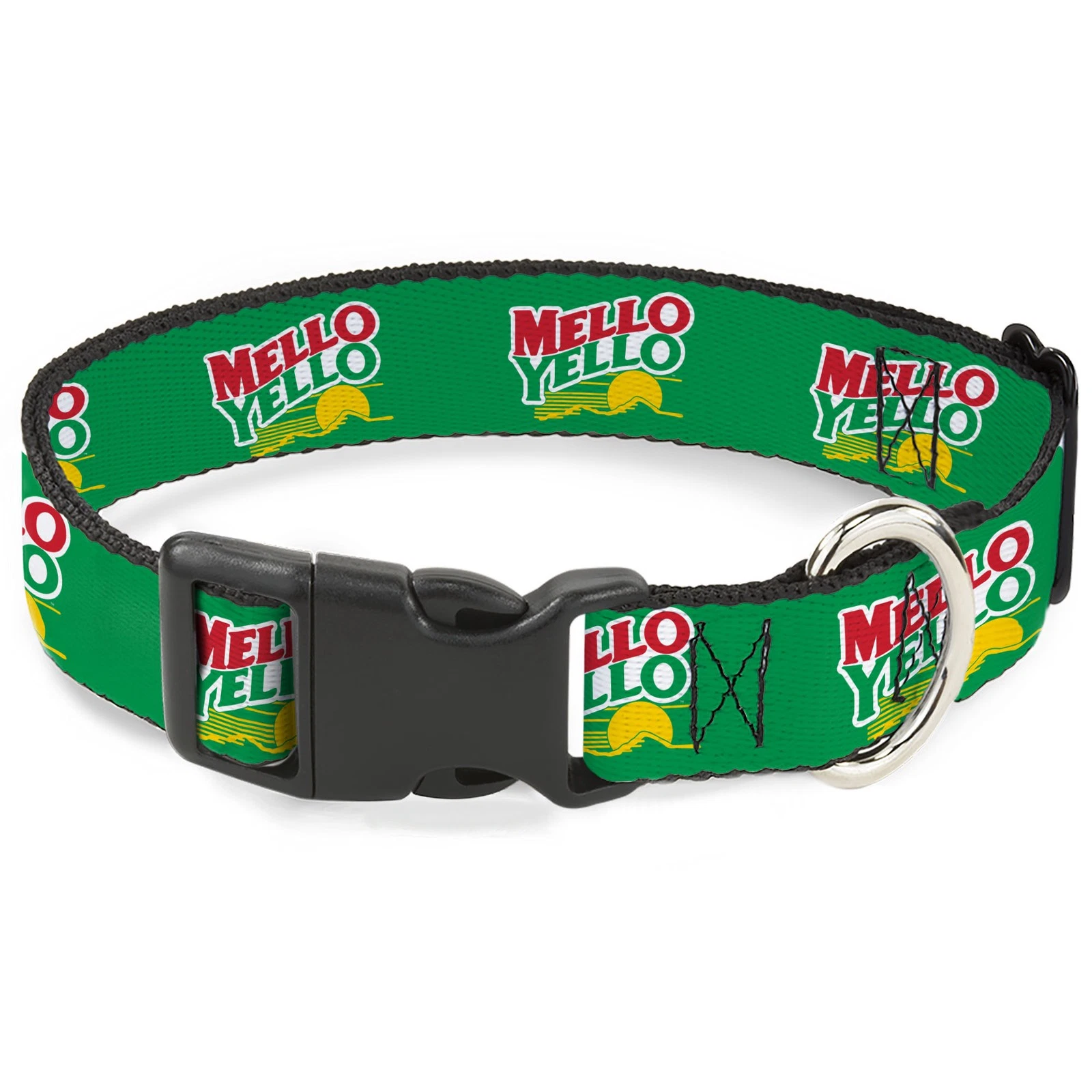Plastic Clip Collar MELLO YELLO Logo Green/White/Red/Yellow Medium 11-16.5"