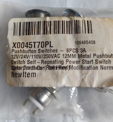12mm Metal Momentary Push Button Switch Self-Reset Panel Mount 3A 12V 8pk