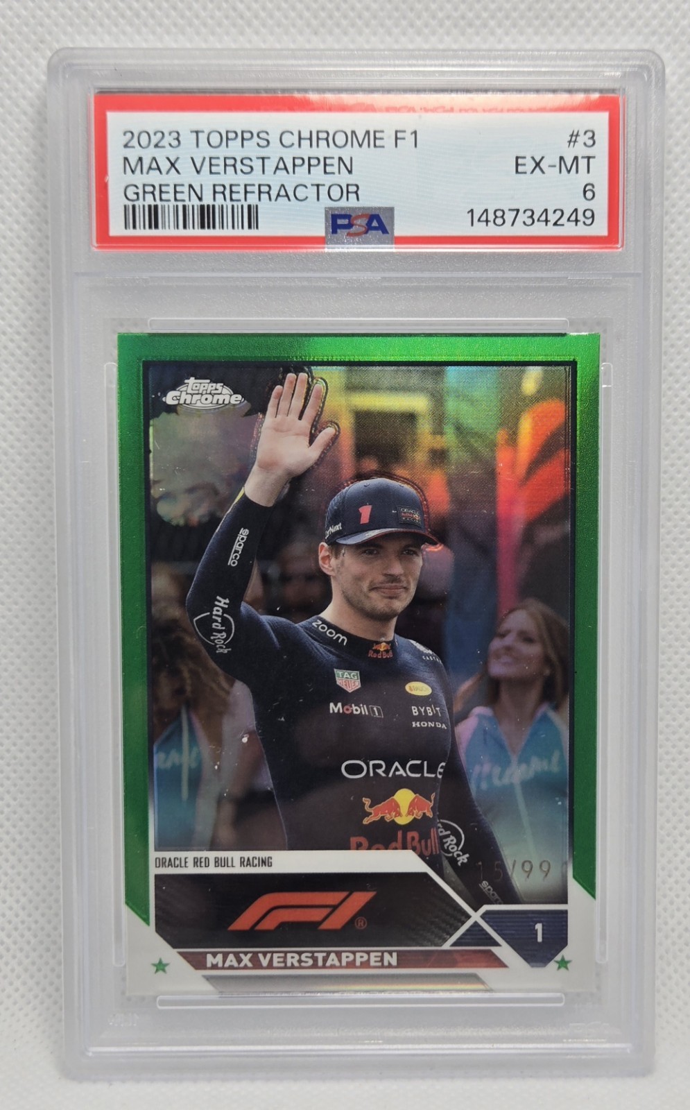 2023 Topps Chrome F1 Max Verstappen #3 Green Refractor PSA 6 /99