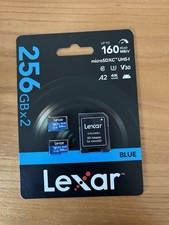Lexar 256GB 2 PK Blue Micro SD Card 160MB/s microSDXC UHS-I Memory Card C10, U3,