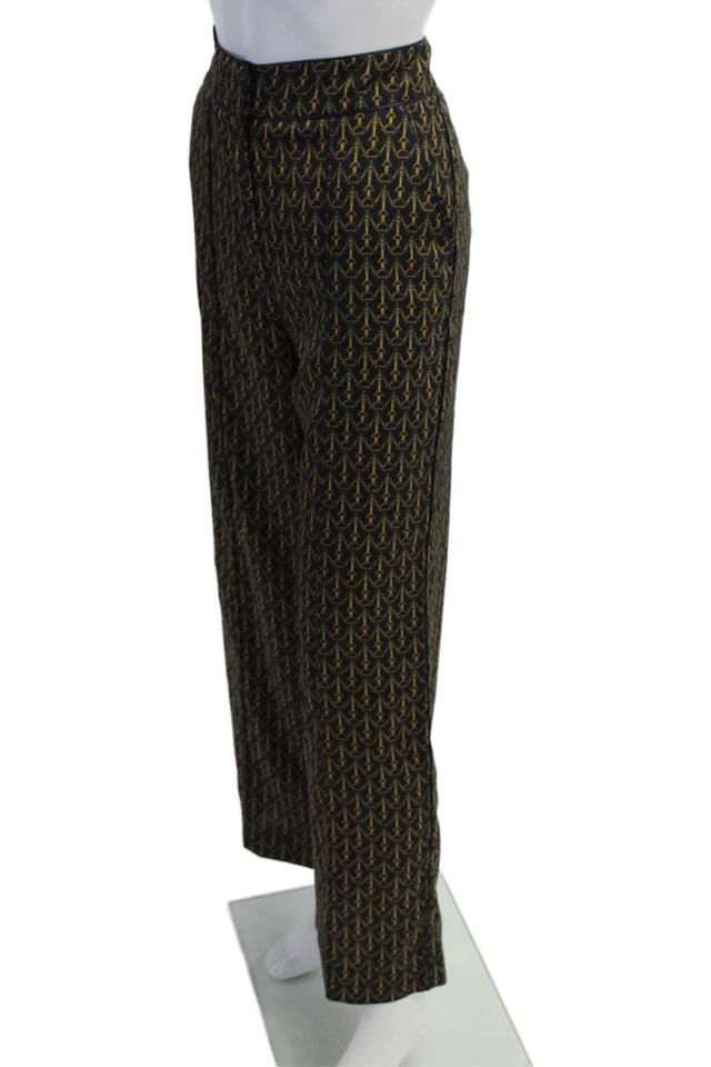 Pantalones Veronica Barba Mujer Estampado Gráfico Tiro Alto Pierna Recta Azul Marino Talla 6 Foto 2 de 4