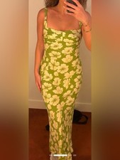 NEW REFORMATION Yale green floral lovebird sleeveless maxi dress sz 2