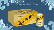Schweppes Indian Tonic Water 12 x 150ml – Sparkling Tonic Water Mini Cans