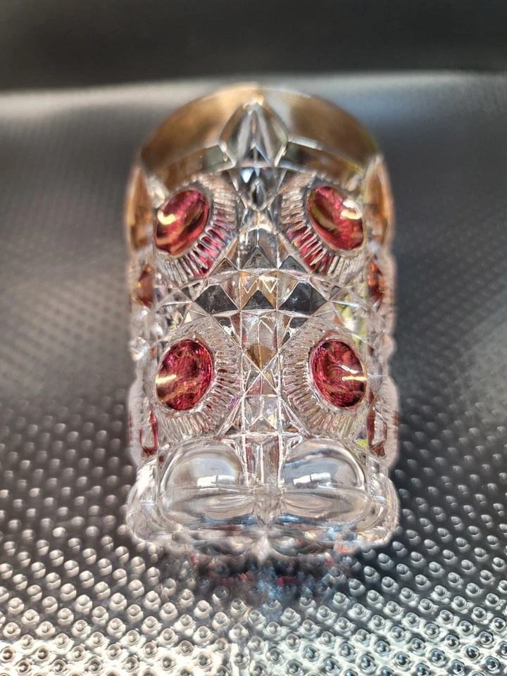 EAPG U.S. Glass Bull's Eye #15117 Glass Tumbler with Ruby Stain and Gold Gild - Image 2 of 4