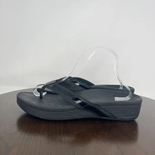 Vionic High Tide Sandals Women's 11 Black Platform Wedge Thong Flip Flop Comfort