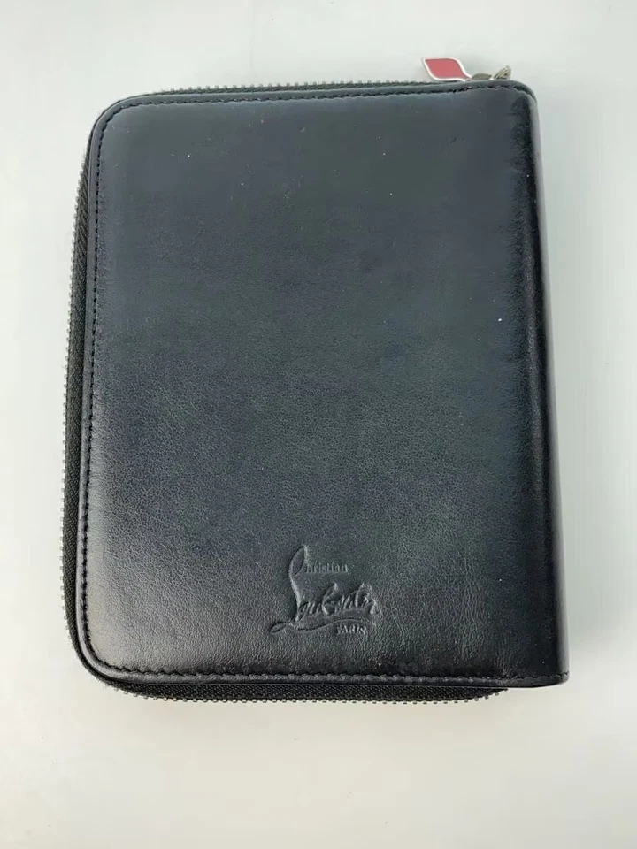 Christian Louboutin Panettone Authentic Black Spike Leather Bi-fold Wallet Purse - Image 2 of 4