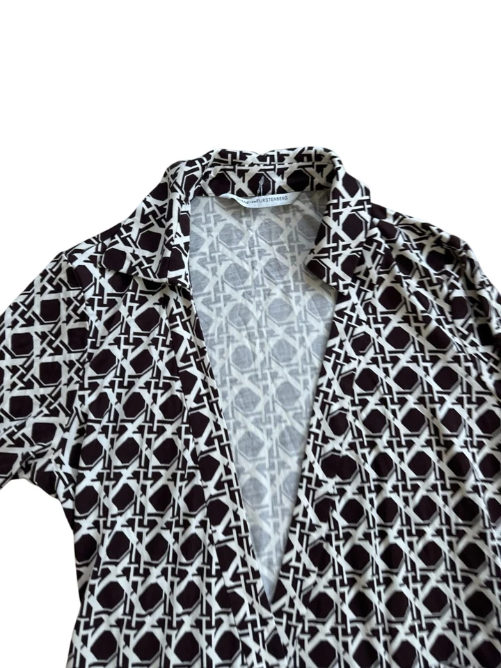 Mameluco envolvente DVF DIANE VON FURSTENBERG marrón con estampado de canasta talla 6 Foto 4 de 4