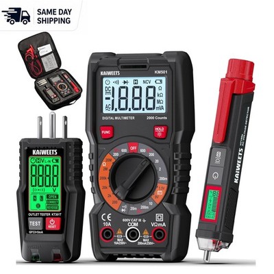 Smart Voltage Tester & Digital Multimeter Complete Kit with LCD & Carrying Case