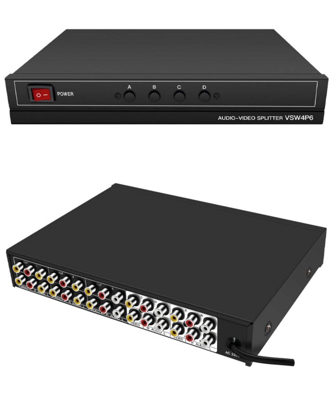 3RCA AV Audio Video Switch Splitter 4 in 6 Out 4 in 4 Out DVD Player