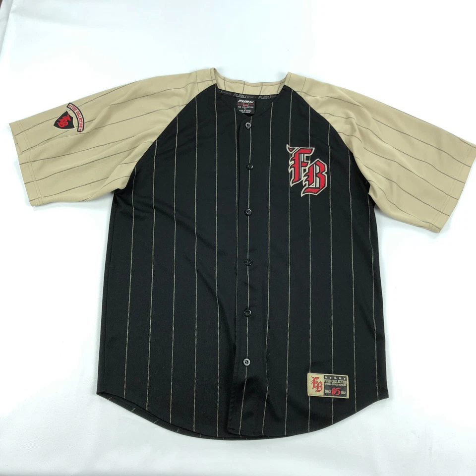 FUBU Pinstripe Baseball Jersey Mens Large Vintage Y2K Sports Collection Shirt - Image 2 of 4