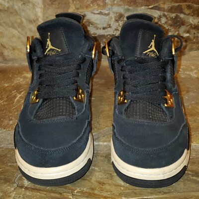 Nike Air Jordan 4 Retro Royalty CLEAN OG Gold Black Suede Size 6 Y