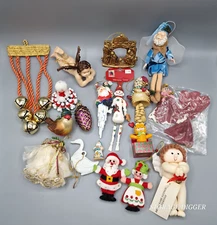 Vintage Lot of 18 Assorted Christmas Tree Ornaments and Decor Mixed Variety #4