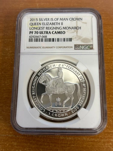 2015 Isle of Man Queen Elizabeth Longest Reigning Monarch Silver PF70 NGC