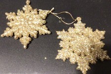 Kurt Adler Christmas Gold Sparkle Glitter Snowflake Ornaments 2 New