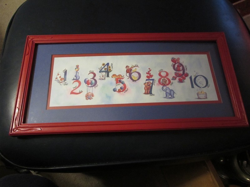 Watercolor Print Kids Numbers 1-10 English & Spanish Framed 17 1/2 x 8 1/2"