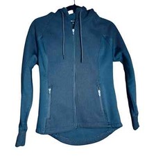 Swiss Tech Women's Size Xs Steel Grayribbed Accent Zip Pocket Hodded Jacket 