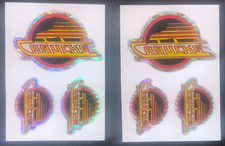 (6)x Vancouver Canucks Vintage NHL Hockey Team Logo Hologram Card Stickers
