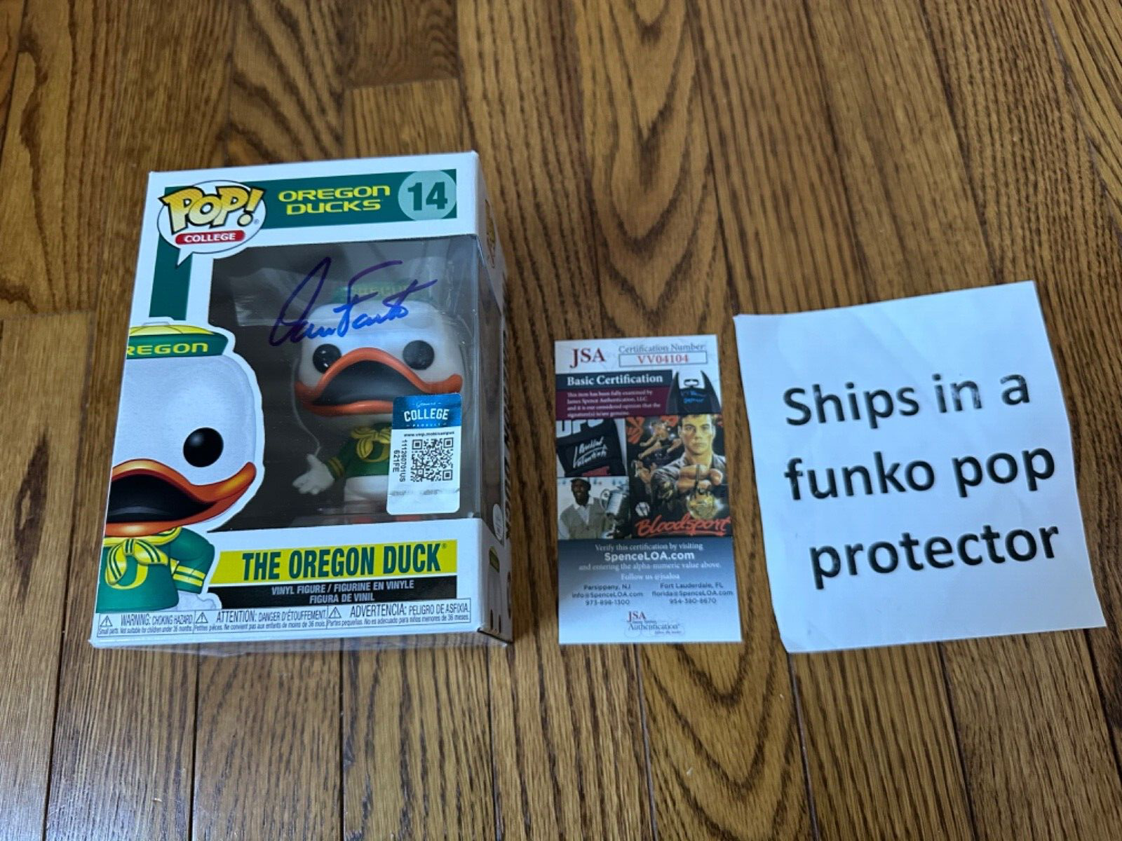 Dan Fouts Autographed Signed Oregon Ducks Funko Pop College "The Oregon Duck" #14 JSA 