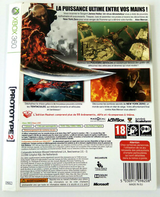 Fourreau Xbox 360 Prototype 2 - UNIQUEMENT La Pochette - Pas De Jeu