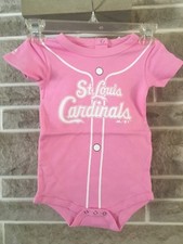 St. Louis Cardinals Pink Jersey Bodysuit Baby Size 24M Majestic New