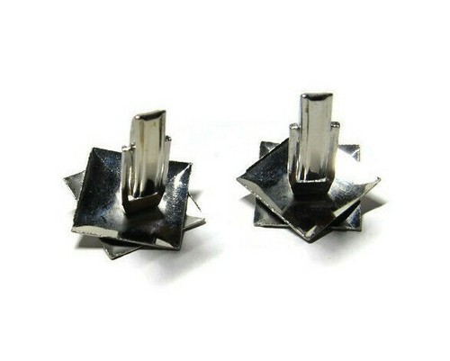 VTG Cufflinks Hatched Silvertone with Gold Rhinestone Mid-Century Dressy - Picture 4 of 4