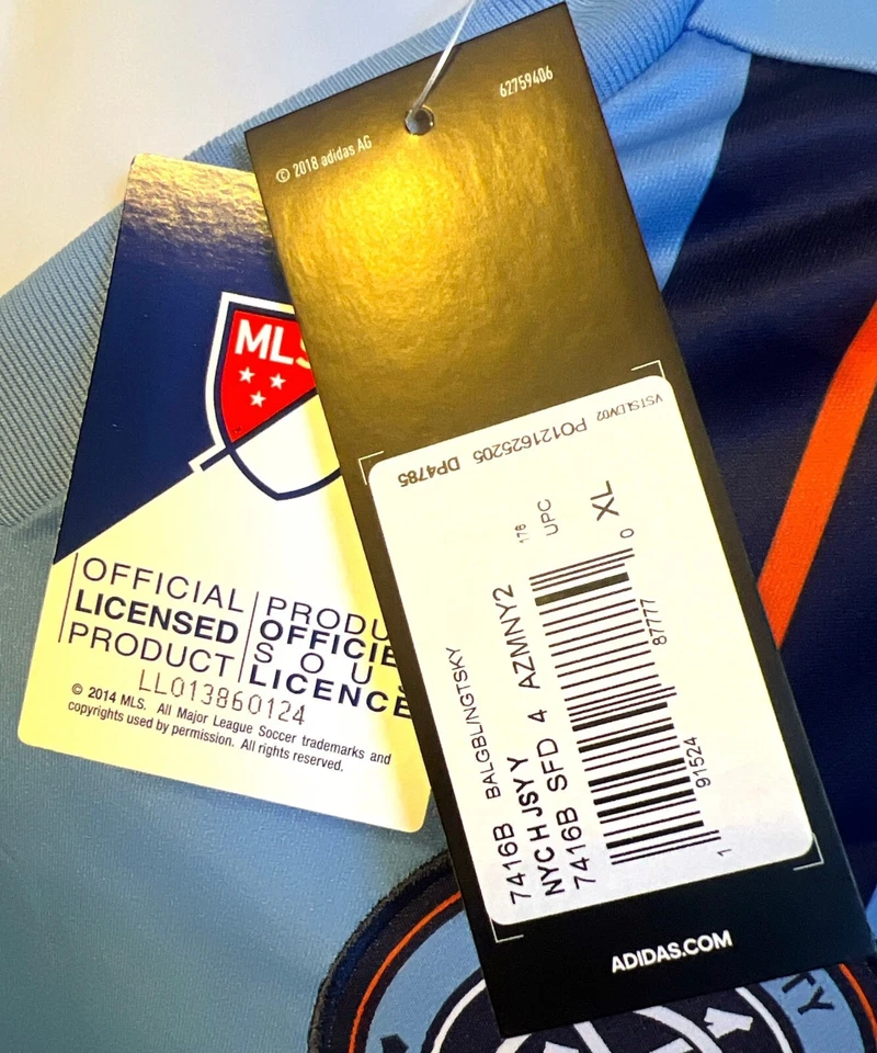 adidas New York City FC Youth Home Light Blue 2019 Soccer Jersey - Image 4 of 4