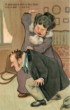 Postal de humor cómic de esposa abusiva PFB C-1910 24-8275