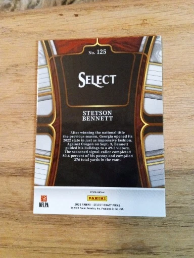 2022-2023 Select Draft Football Field Level Stetson Bennett Red Lazer #125 - Image 4 of 4